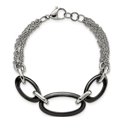 Stainless Steel Black Ceramic Bracelet – view 4