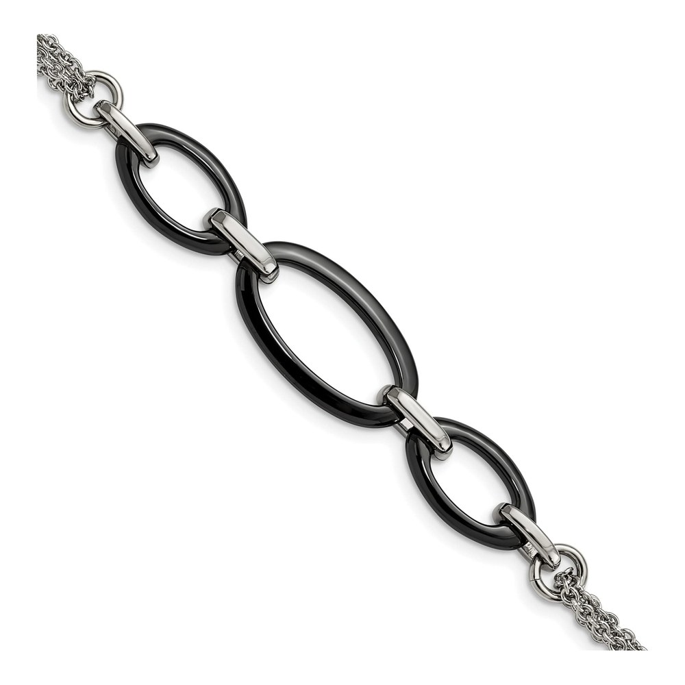 Stainless Steel Black Ceramic Bracelet