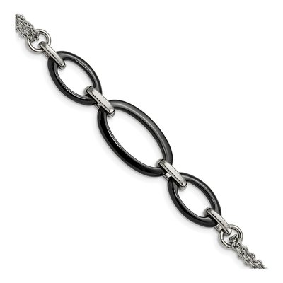 Stainless Steel Black Ceramic Bracelet