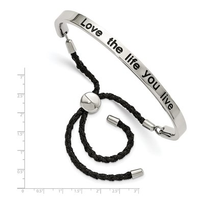 Stainless Steel Adjustable LOVE LIFE Bangle Bracelet – view 3