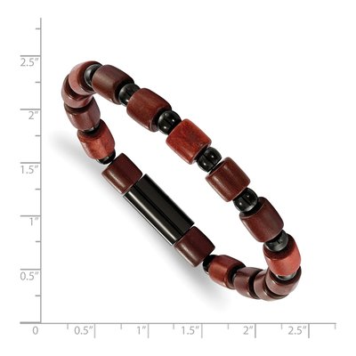 Men's Chisel Steel & Wood Bead Stretch Bracelet – view 3