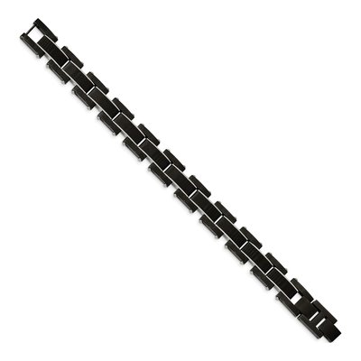 Men's Black Stainless Steel 14.84mm Carbon Fiber Link Chain Bracelet – view 3