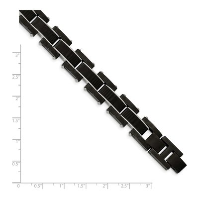 Men's Black Stainless Steel 14.84mm Carbon Fiber Link Chain Bracelet – view 5