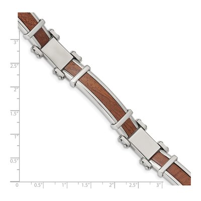 Men's Chisel Steel & Wood Inlay Link Bracelet – view 6