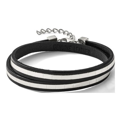 Stainless Steel Leather Wrap Bracelet – view 3
