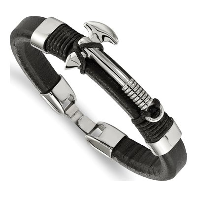 Stainless Steel Leather Hatchet Bracelet