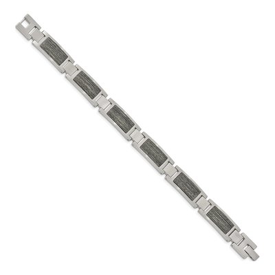 Stainless Steel Wood Inlay Link Bracelet – view 3