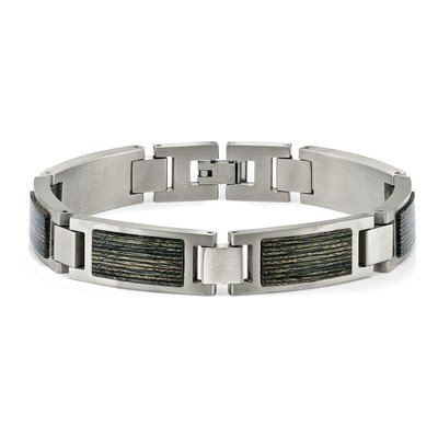 Stainless Steel Wood Inlay Link Bracelet – view 4