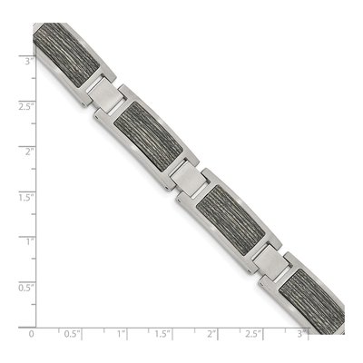 Stainless Steel Wood Inlay Link Bracelet – view 5