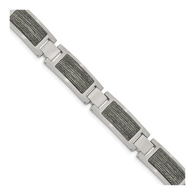 Stainless Steel Wood Inlay Link Bracelet
