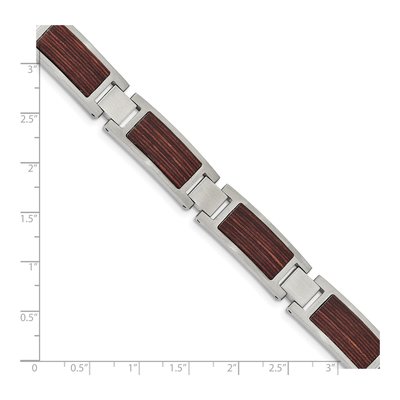 Stainless Steel Wood Inlay Link Bracelet – view 5