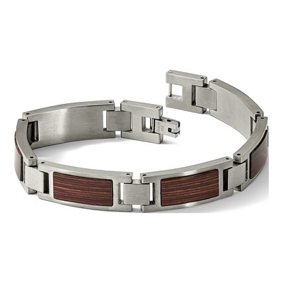 Stainless Steel Wood Inlay Link Bracelet – view 8