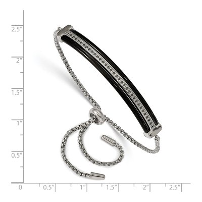 Black Stainless Steel CZ Adjustable Bracelet – view 2