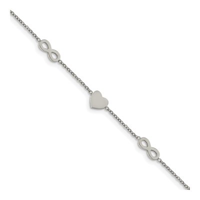 Stainless Steel Heart Infinity Bracelet