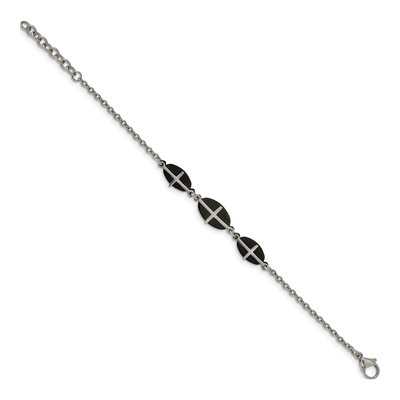 Black Stainless Steel Cross Bracelet – view 2