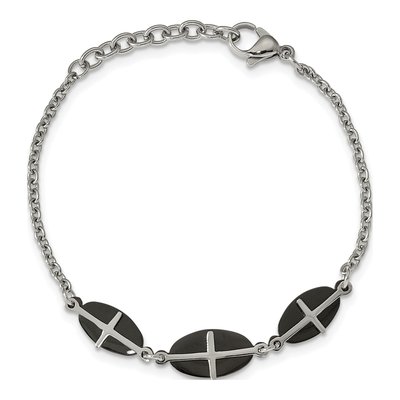 Black Stainless Steel Cross Bracelet – view 3