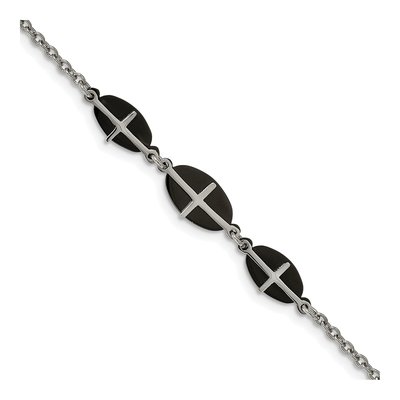 Black Stainless Steel Cross Bracelet