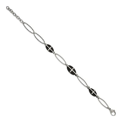 Black Stainless Steel Black Cross Bracelet – view 2