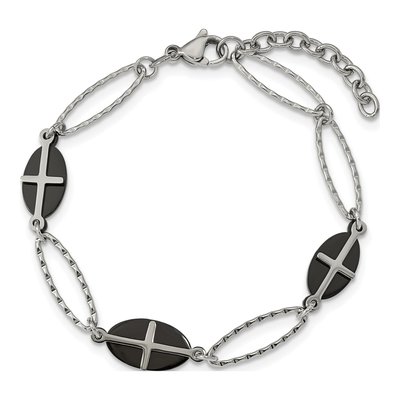 Black Stainless Steel Black Cross Bracelet – view 3
