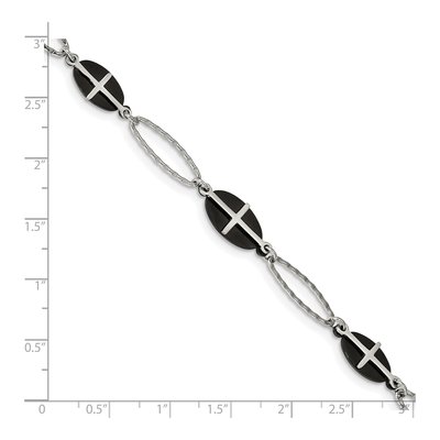 Black Stainless Steel Black Cross Bracelet – view 4
