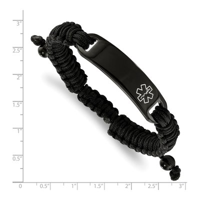 Black Stainless Steel Adjustable Medical ID Bracelet – view 3