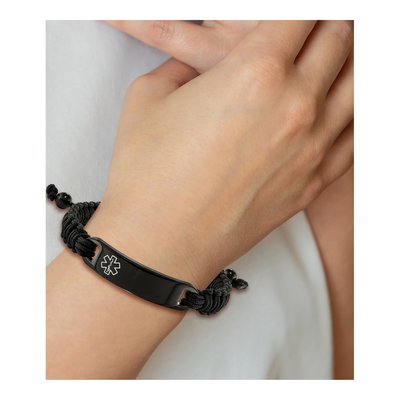 Black Stainless Steel Adjustable Medical ID Bracelet – view 4