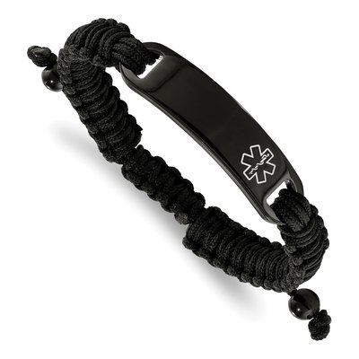 Black Stainless Steel Adjustable Medical ID Bracelet