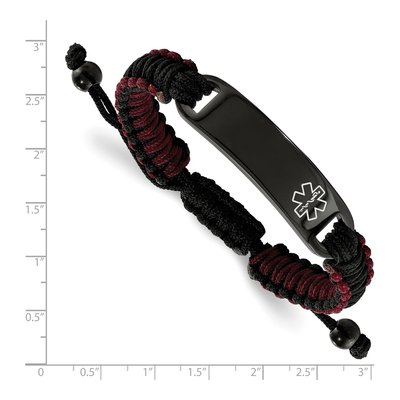 Black Stainless Steel Adjustable Medical ID Bracelet – view 3