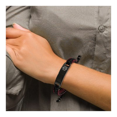 Black Stainless Steel Adjustable Medical ID Bracelet – view 4