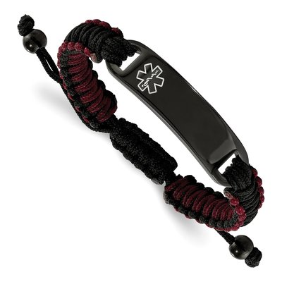 Black Stainless Steel Adjustable Medical ID Bracelet