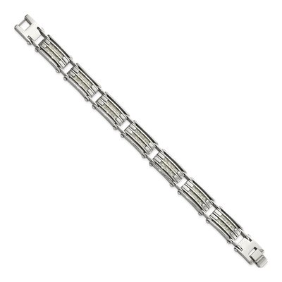 Men's Stainless Steel 11.6mm Carbon Fiber Link Chain Bracelet – view 3