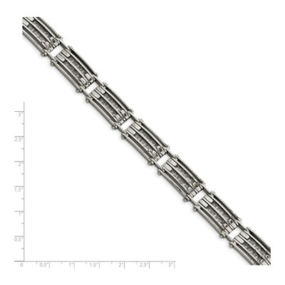 Men's Stainless Steel 11.6mm Carbon Fiber Link Chain Bracelet – view 4