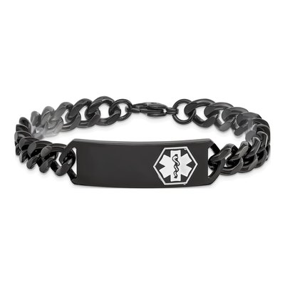 Black Stainless Steel Medical ID Curb Bracelet – view 4