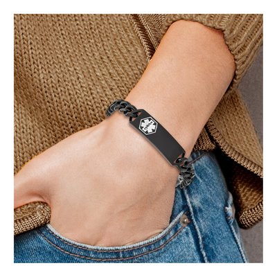 Black Stainless Steel Medical ID Curb Bracelet – view 6