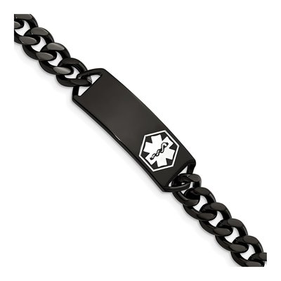 Black Stainless Steel Medical ID Curb Bracelet