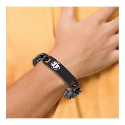 Black Stainless Steel Medical ID Bracelet – view 6