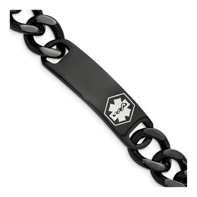 Black Stainless Steel Medical ID Bracelet