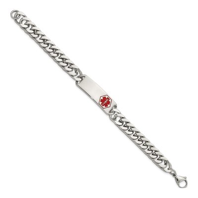 Stainless Steel Red Enamel Medical ID Bracelet – view 3
