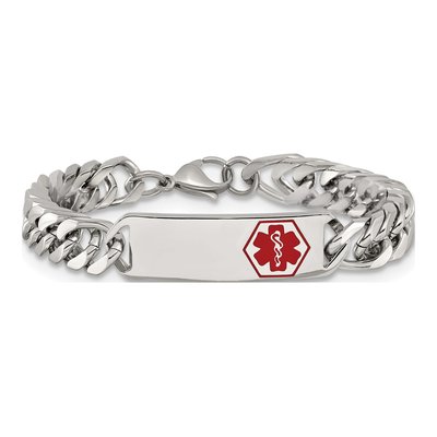 Stainless Steel Red Enamel Medical ID Bracelet – view 4