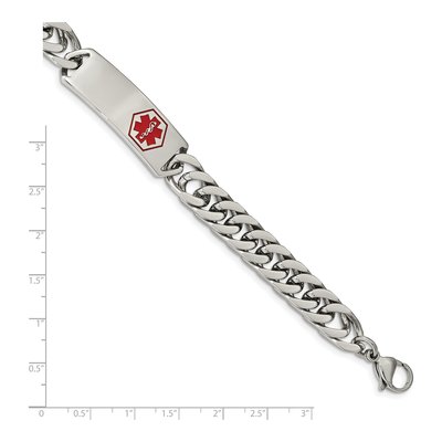 Stainless Steel Red Enamel Medical ID Bracelet – view 5