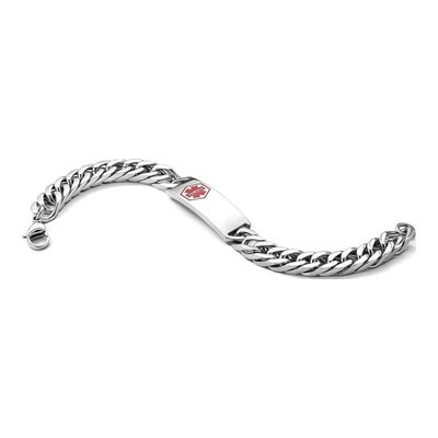 Stainless Steel Red Enamel Medical ID Bracelet – view 7
