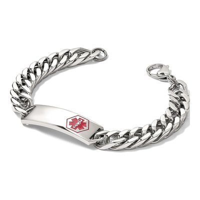 Stainless Steel Red Enamel Medical ID Bracelet – view 8