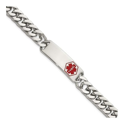 Stainless Steel Red Enamel Medical ID Bracelet
