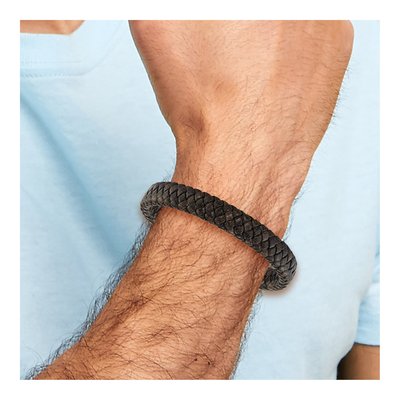 Stainless Steel Braided Leather Bracelet – view 3