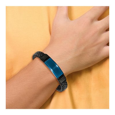 Stainless Steel Leather ID Bracelet – view 3