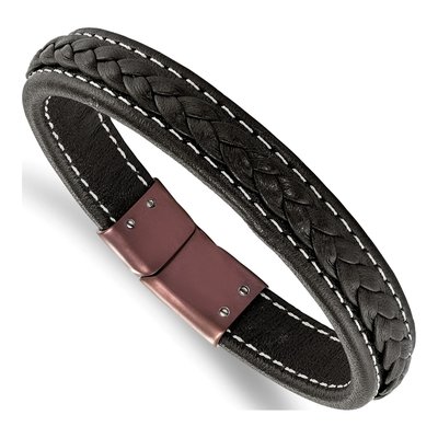 Stainless Steel Brown Leather Bracelet