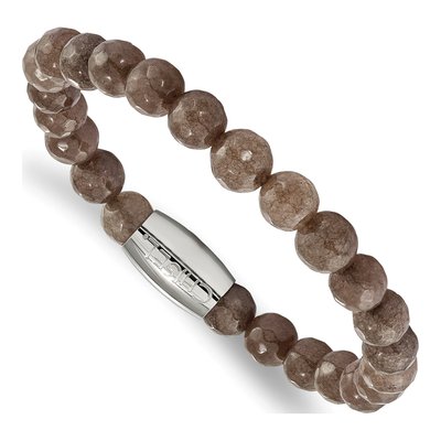 Stainless Steel Brown Jade Bracelet