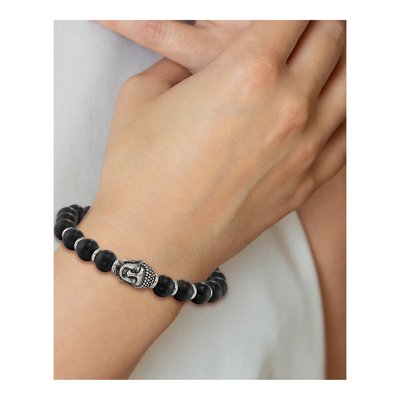 Stainless Steel Agate Buddha Stretch Bracelet – view 3
