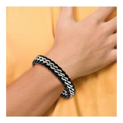 Stainless Steel Leather Bracelet – view 3