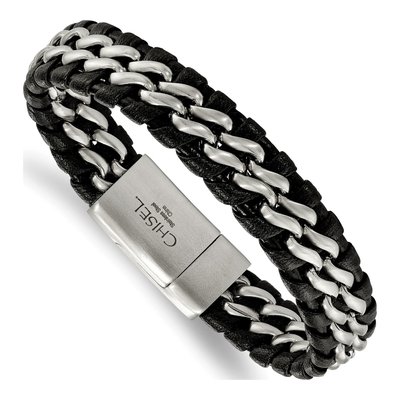 Stainless Steel Leather Bracelet